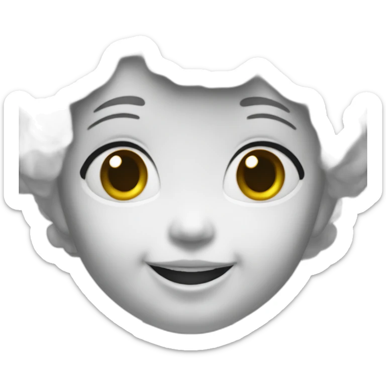 The little head of the porcelain angel smiles and laughs sticker