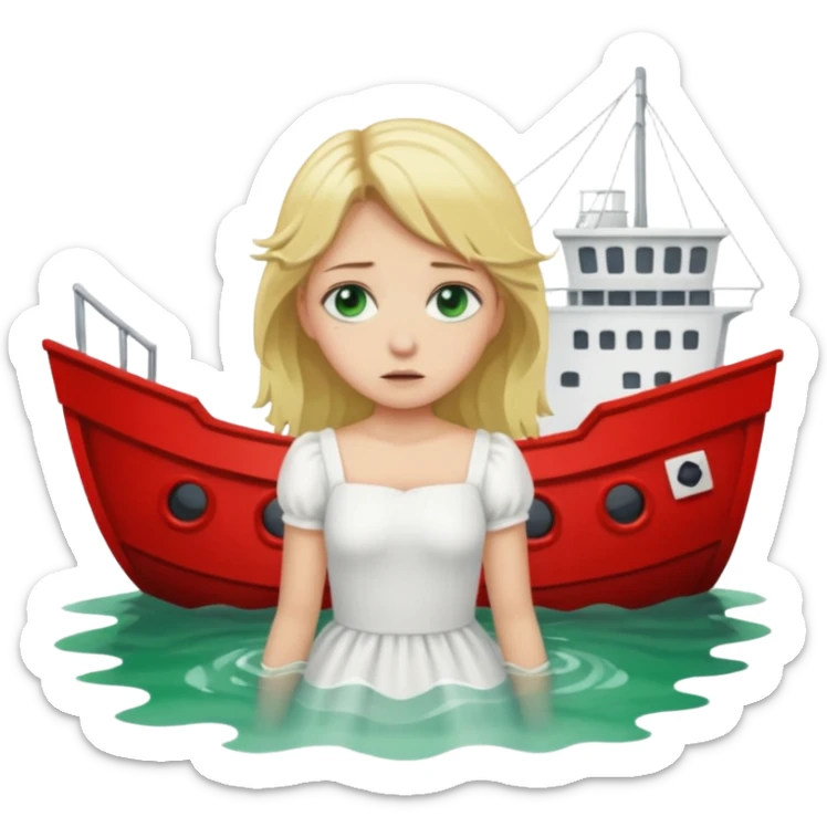 sad depressed weak cs major who is a pretty girl with blond hair and green eyes drowning on ship sticker