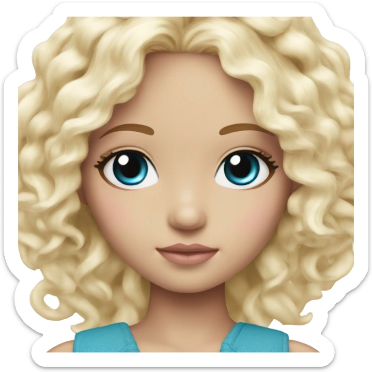 ocean blue doll eyes, blonde hair, feminine, pink, girl, angelic sticker