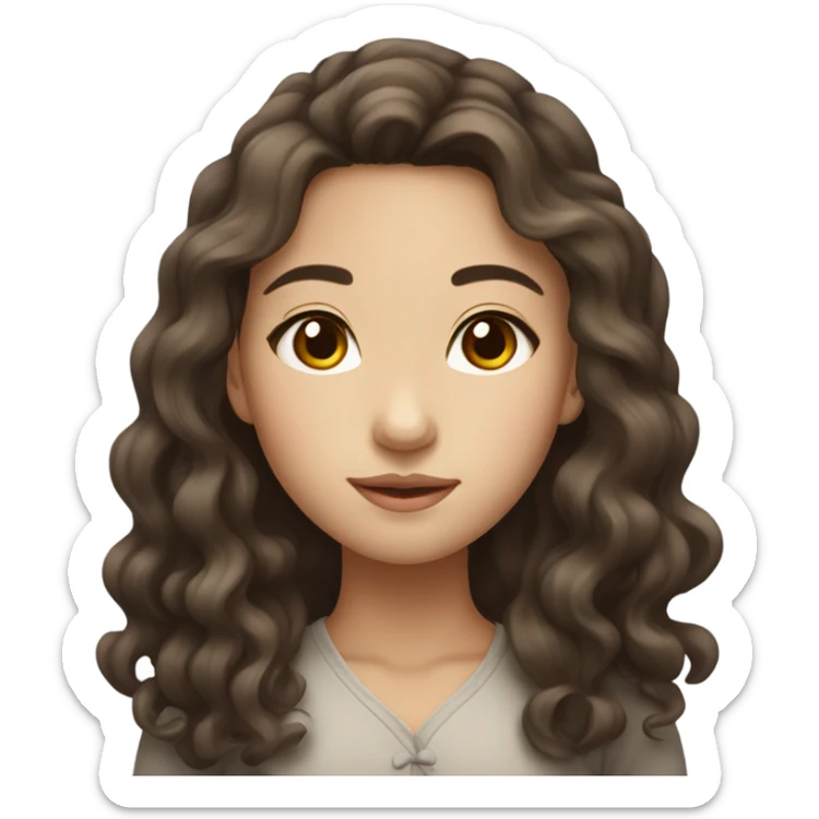 Beautiful girl,Brown hair ,curly hair，long hair,Brown eyes,Chinese sticker
