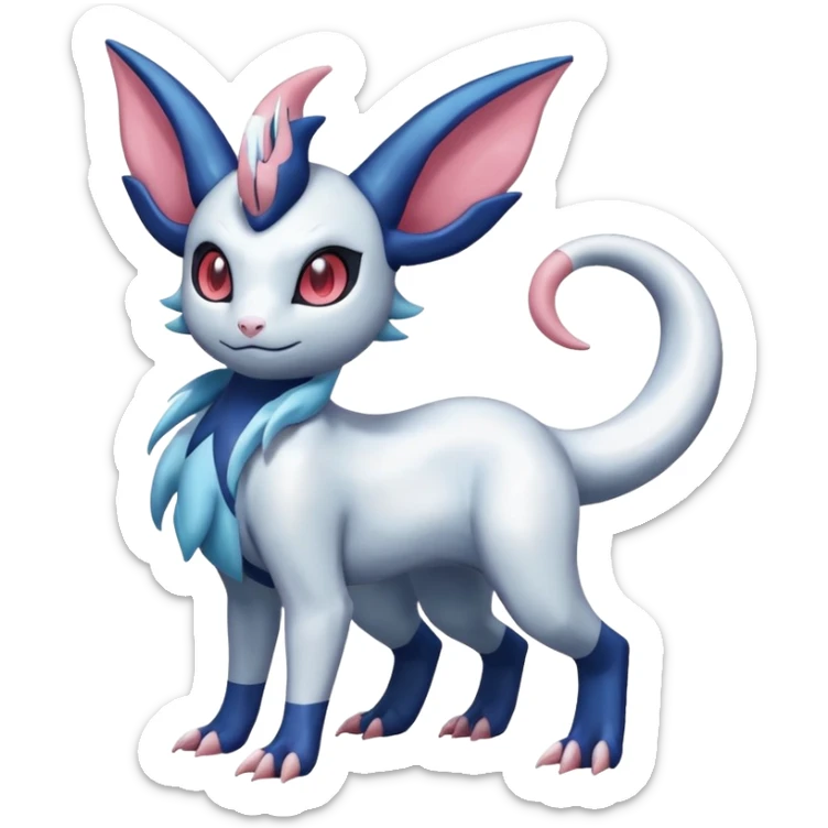 Shiny Absol-Salandit-Sylveon-Amaura-Fakémon-hybrid-creature (full body)  sticker