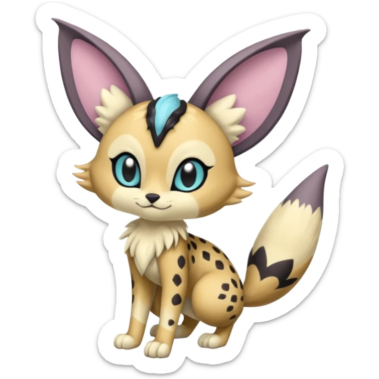 Big-eared Batty Meloetta-Serval-Cresselia-Palkia-Stitch-Fakémon-creature-hybrid sticker