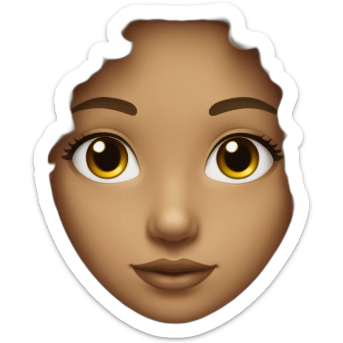 Adolescente couleur bronzée avec des cheveux noir bouclés et long et des yeux noirs sticker