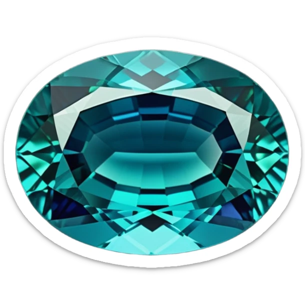 Oval cut indicolite tourmaline showing rich blue color with slight green undertones sticker