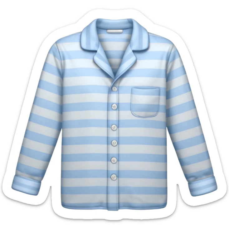 emoji of an isolated striped pajama top, light grey and pastel blue vertical stripes, button-down long sleeves, neatly folded flat-lay, no person, no body, no mannequin, cozy winter nightwear mood, soft shading, clean simple shape sticker