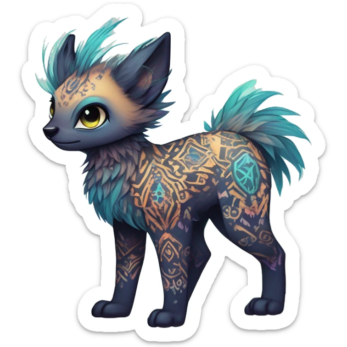 cute Kawaii edgy ethereal shy epic fantasy animal fursona Fionbri creature by griffsnuff & LiLaiRa & Falvie with exotic colors with intricate patterns full body sticker
