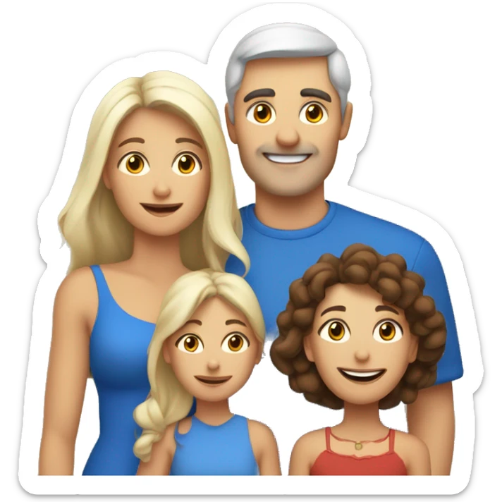 european family of 4 people (mom dad and 2 kids) celebrate new year sticker