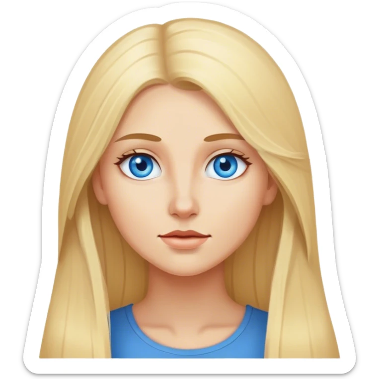 Cinematic realistic blonde with long hair, blue eyes came up with an idea sticker