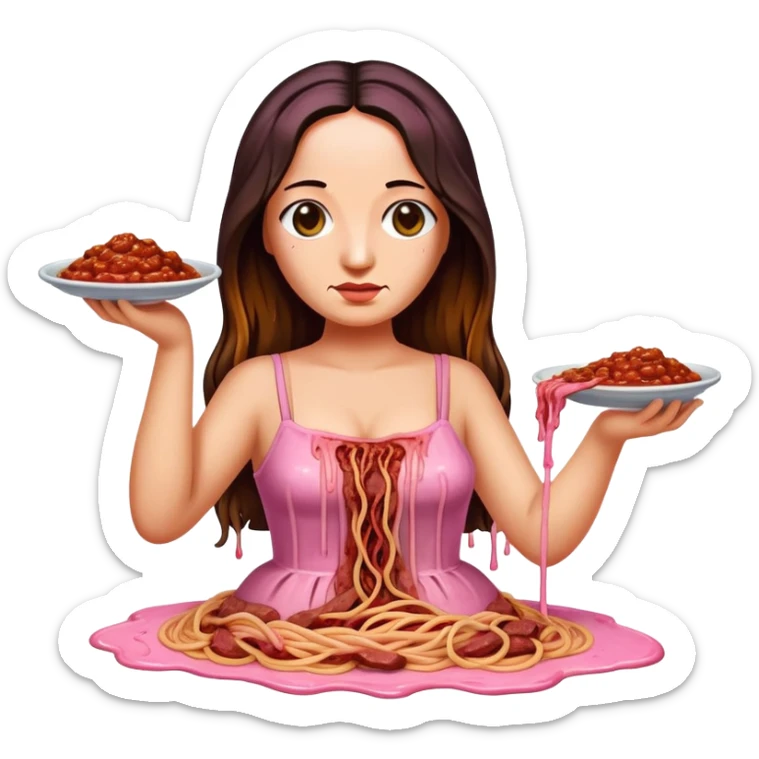  SPAM meat melted pink dripping sauce spaghetti dress monalisa portrait sticker