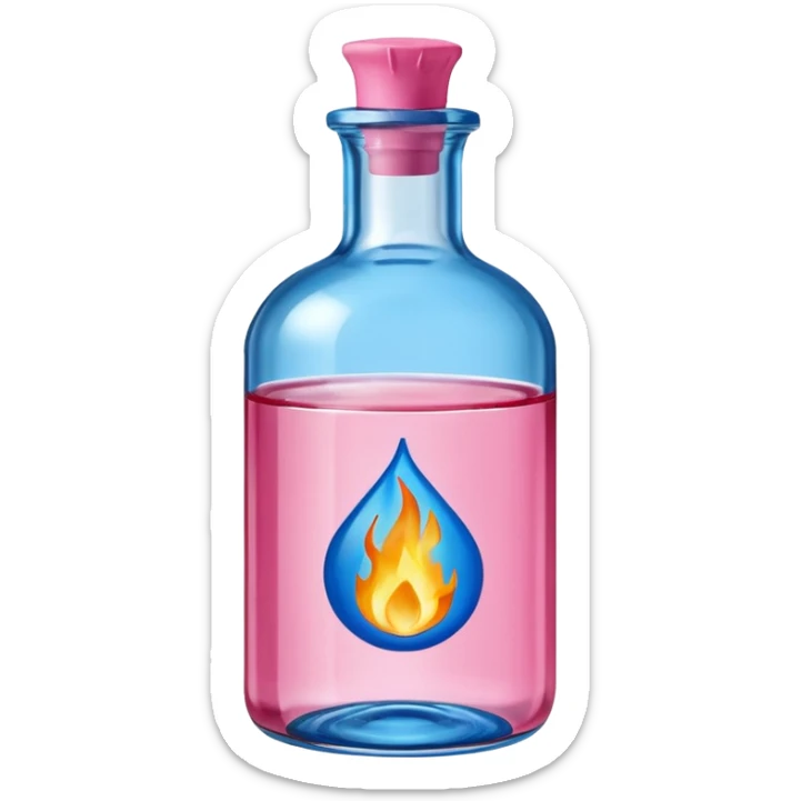 bottle of oil blue top pink outside with logo that says Diddy oil with fire emoji sticker