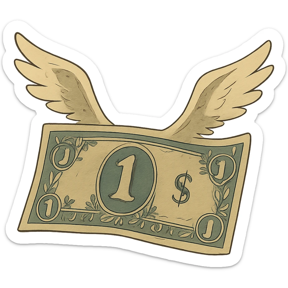 ghibli style billete con alas sticker