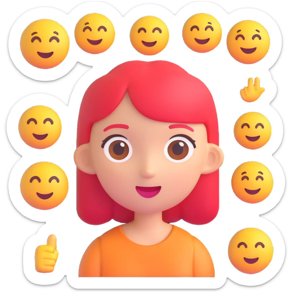 a girl in 3D emoji style sticker
