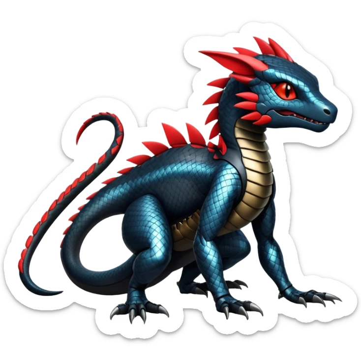 Modern Futuristic Scaly Cyber-Salandit-Litten-Hybrid (Full body) sticker