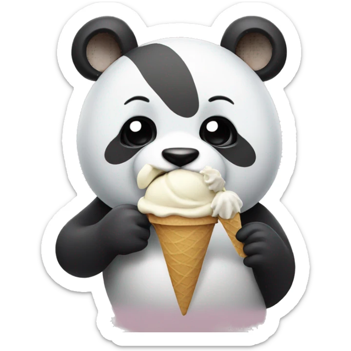 Panda eating ice cream sticker