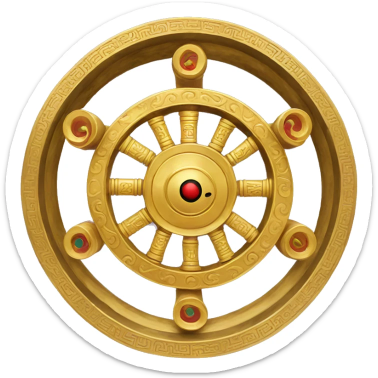 Golden Tibetan prayer wheel sticker