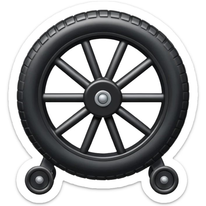 he aircraft's landing gear is one inflated, plump wheel with a strut, black in color, cartoon-style sticker