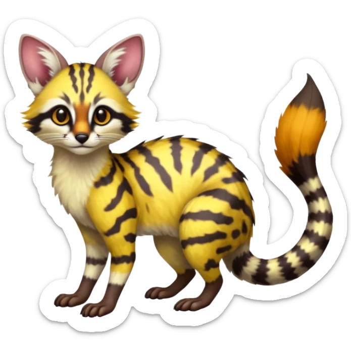 Exotic randomly colored colorful light cute lush warm-colored Fakémon-Fionbri-Vernid-Genet-creature with markings (full body) sticker