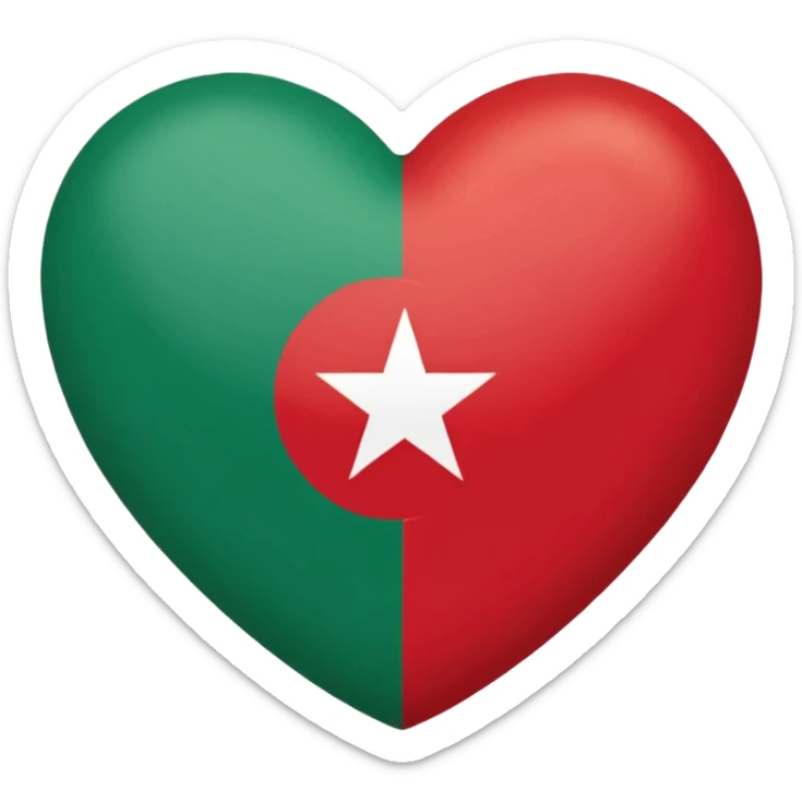 Herz mit marokkanischer Flagge  : Herz Rot und Flagge Stern Grün sticker