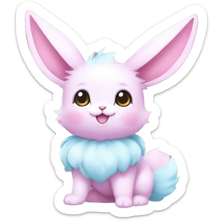 Kawaii Pastel Cotton-Candy-Colored Eeveelution-Cute-Bunny-Pokémon-fusion full body sticker