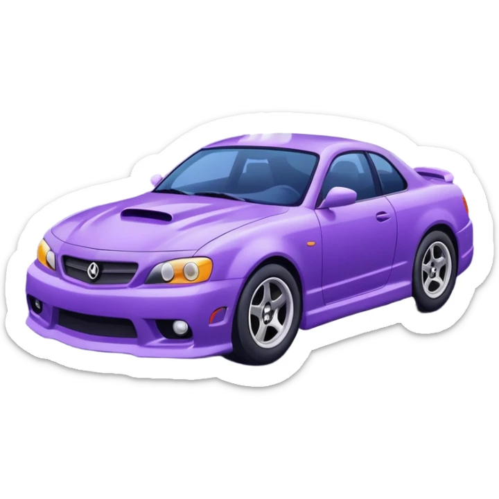 Purple car drifting with navy blue flames coming out of the rear tires. sticker