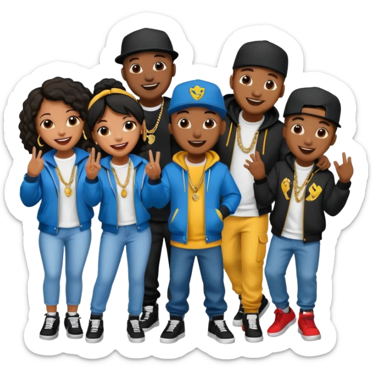 Crowd of fans consisting of African American men and African American women at hip hop rap concert sticker