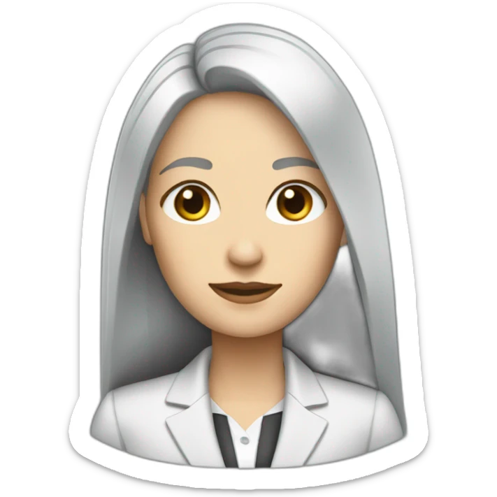 Dark Brown straight long hair white woman wearing suit sticker