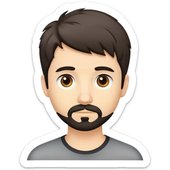 Cute white male, short dark colored hair and facial hair short shaggy hair sticker