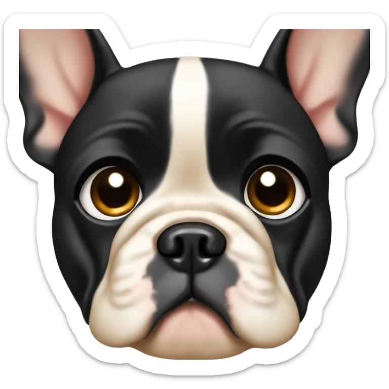 Black-and-tan French bulldog with tears and cute sad puppy eyes  sticker