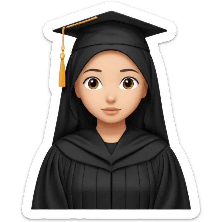 Girl wearing black hijab and black abaya and graduation gown view from behind   sticker