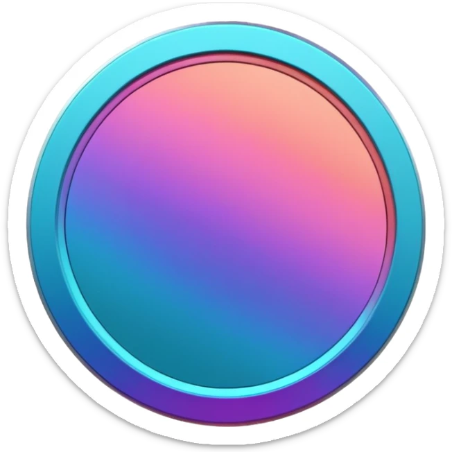 
coin color in in gradient of turquoise, blue, pink, purple, and coral metal texture
Rotate coin 125 degree  3d effect sticker
