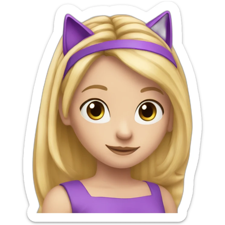 Long blonde hair girl with purple cat ear Alice band sticker