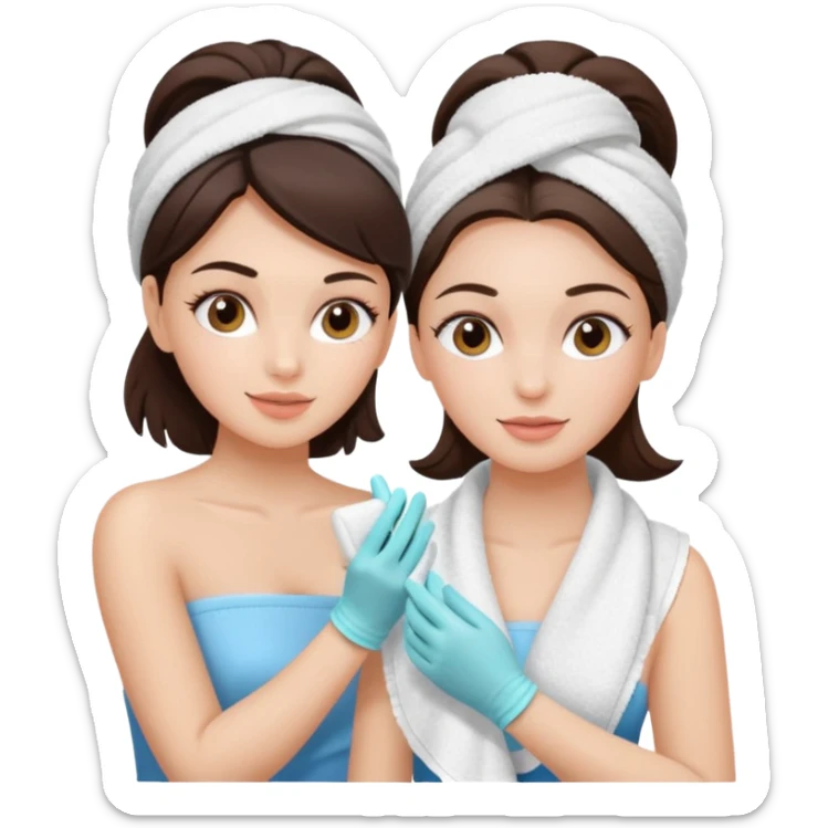 girl brunette getting a facial by a cosmetic esthetician sticker