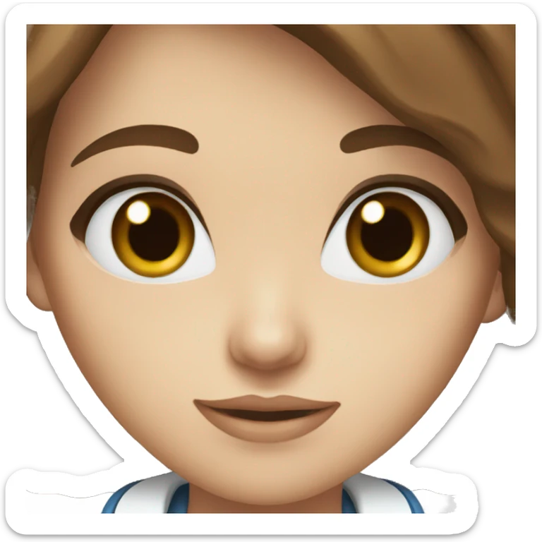 beautiful girl with brown hair blue eyes doctor sticker