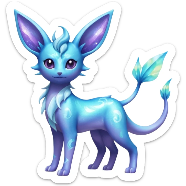 Shiny Nebulae Espeon-Lumineon-Vaporeon-Amaura-Glaceon-Dragonair-Fakémon-hybrid-creature (full body)  sticker