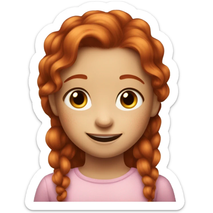 Create a happy 5year old girl with medium length red hair, a few freckles, who is a little mischevious sticker