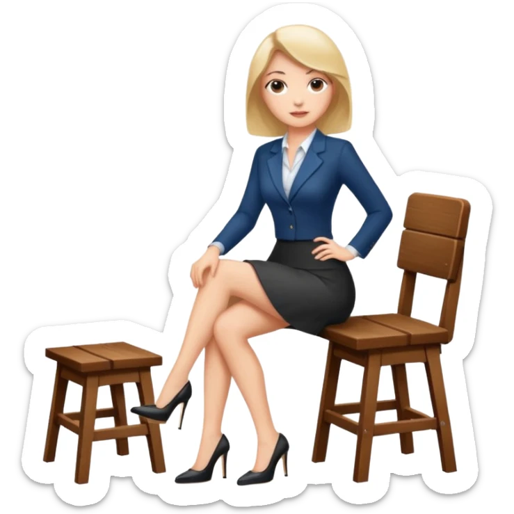Business woman with short skirt and high heels sitting on chair sticker