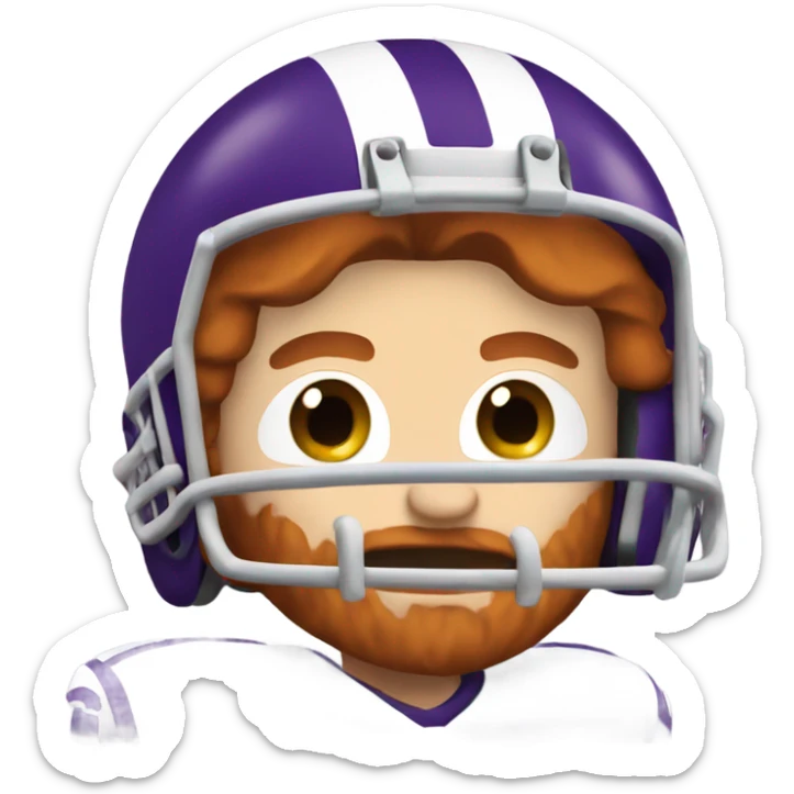 Redhead jesus playing American football wearing purple and derpy face sticker