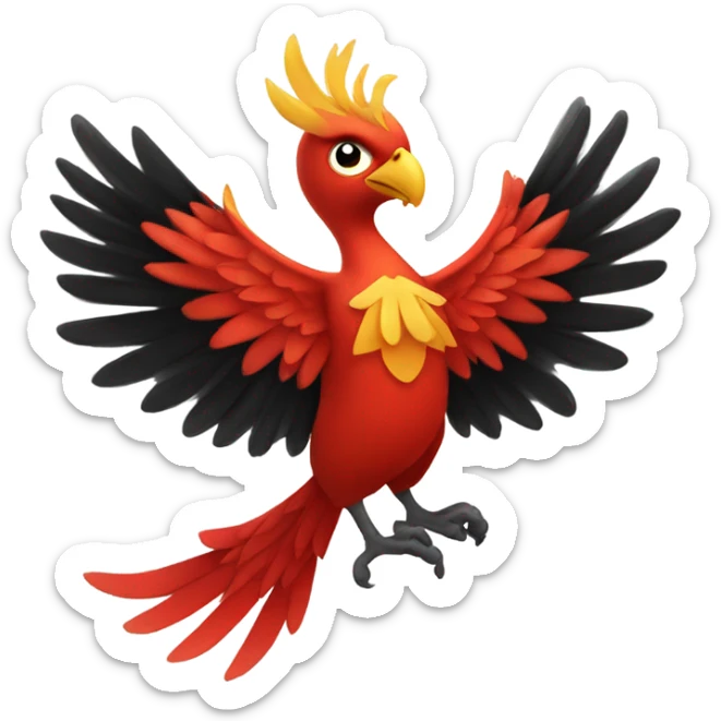 Phoenix bird with holiday spirit but works hard. Theme is red and black. sticker