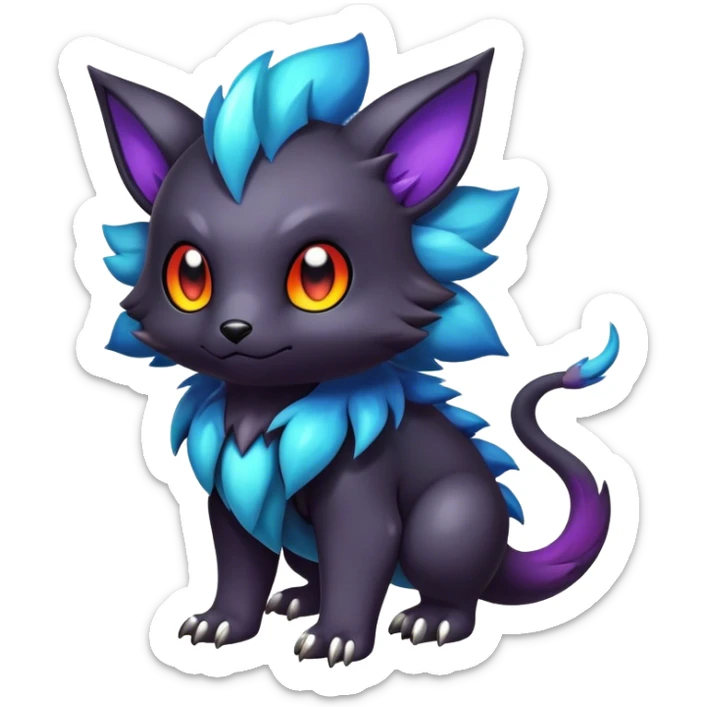 Cute cool colorful dark fantasy animal hybrid Fakemon full body sticker