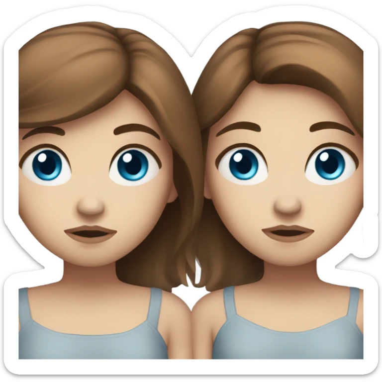 beautiful sad girl fair skin blue eyes  brown hair sticker