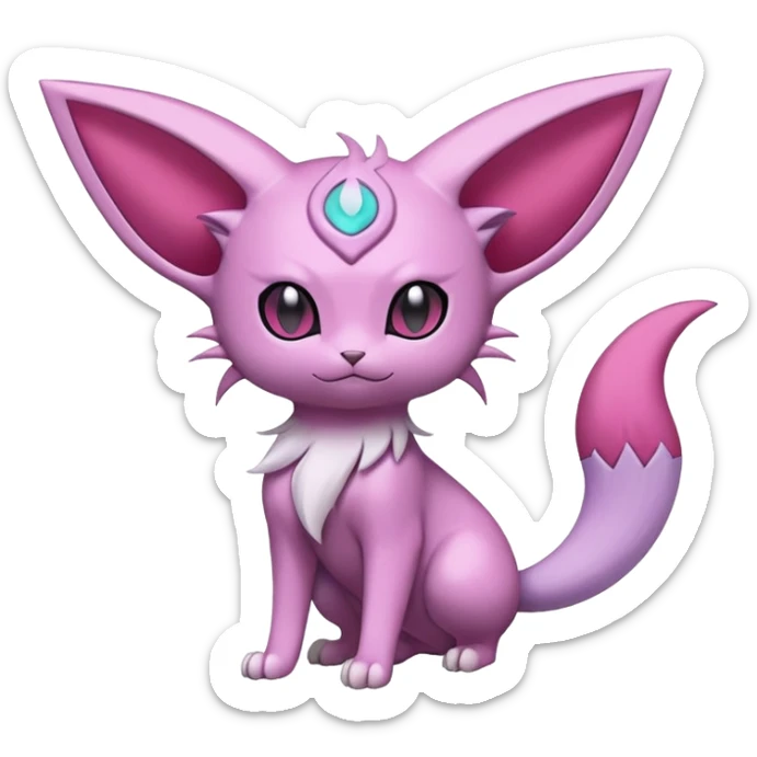 Glameow-Espeon-Skitty-Pokémon-Fakémon-hybrid-creature (full body) sticker