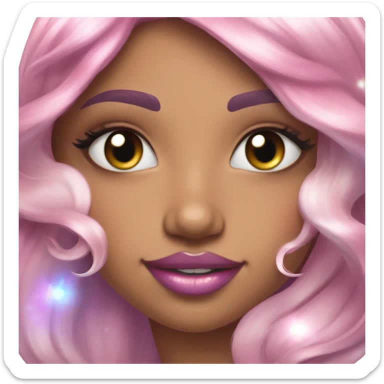 tan mermaid, magical, pink lips, iridescent, mystical, shiny, holographic, highlights, scales  sticker