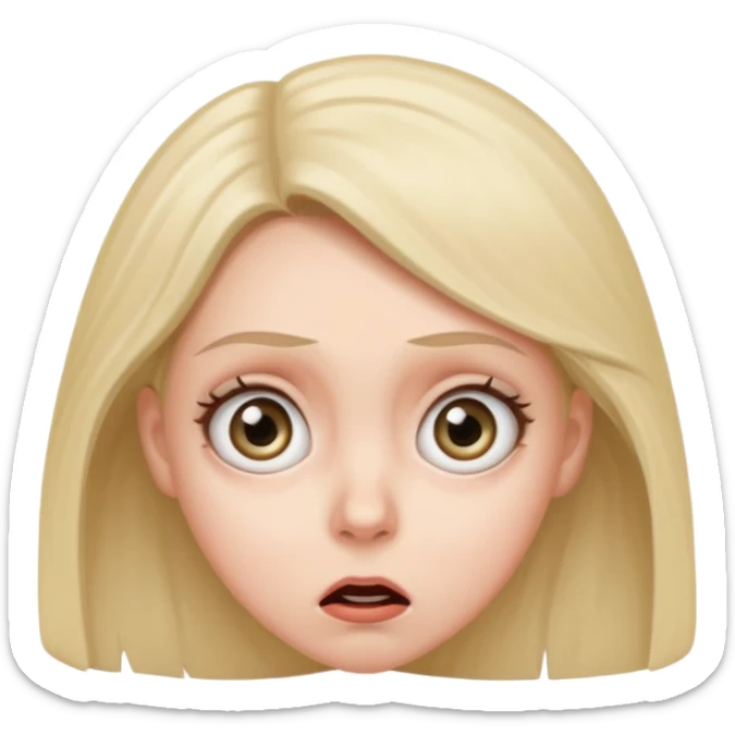 A realistic waist-up portrait of a frightened woman sticker