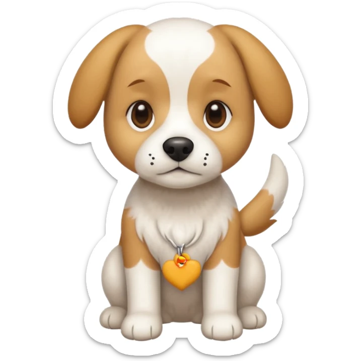 a full body white beagle x maltese x chi dog the size of a kelpie with light brown ears and a light brown patch on one eye sticker