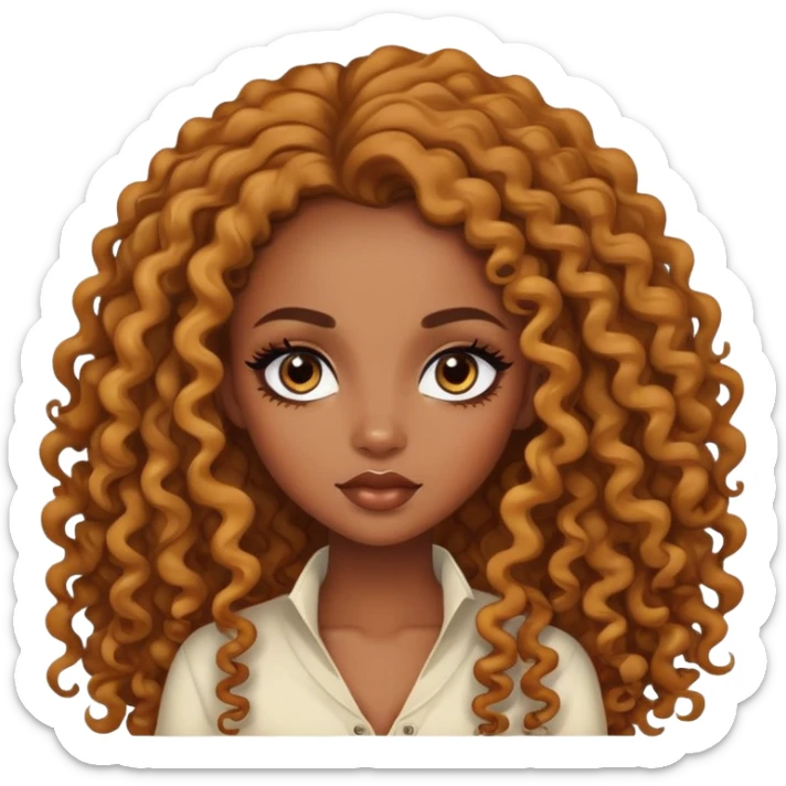 Black girl+with with curry body+smoky eye +beautiful long curly hair sticker