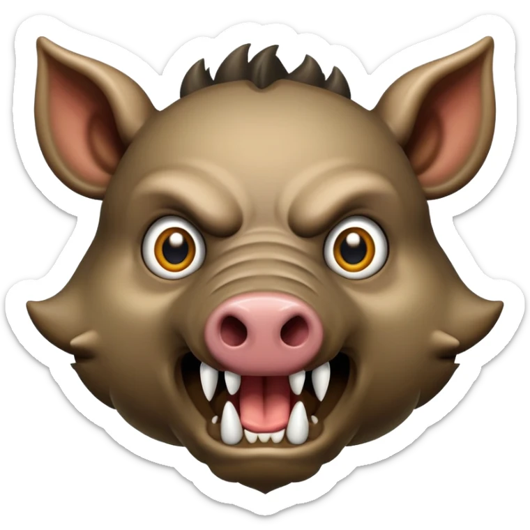 A boar with its eyes popping out of its skull like an exaggerated cartoon sticker