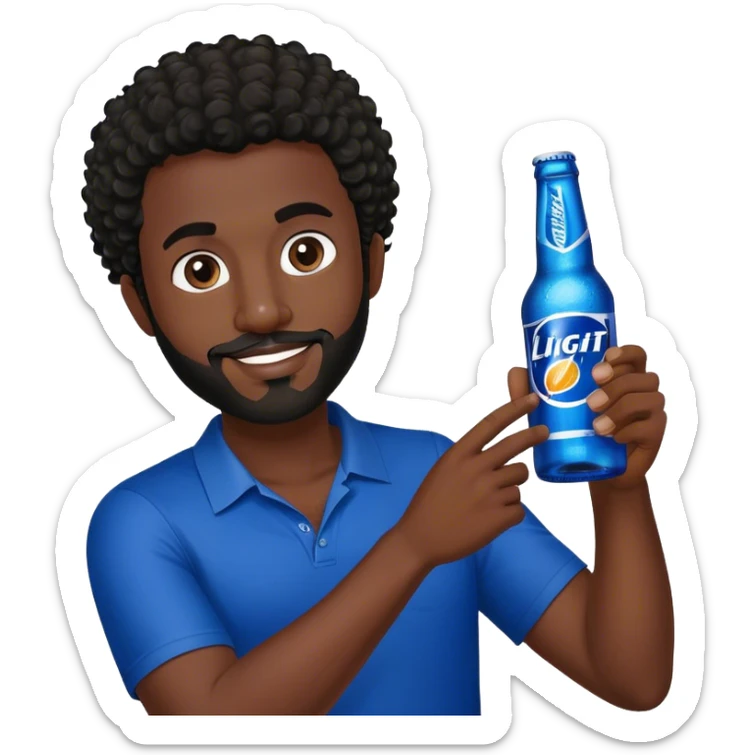 dark black guy short curly hair facial hair holding bud light  sticker