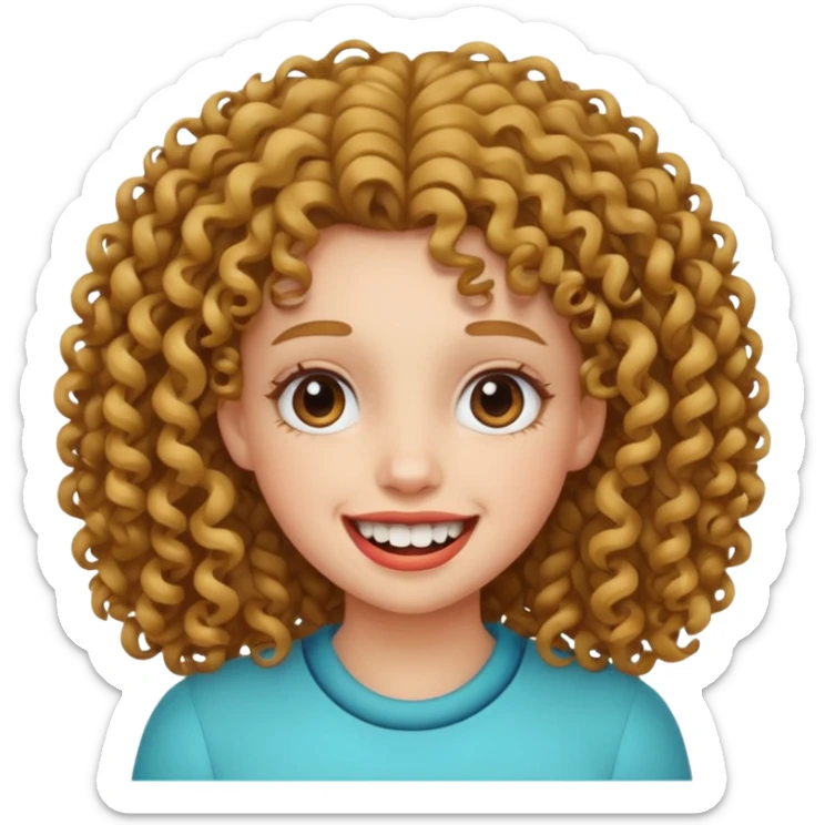 Bayi perempuan, rambut ikal, mempunyai dua gigi atas dan bawah sticker