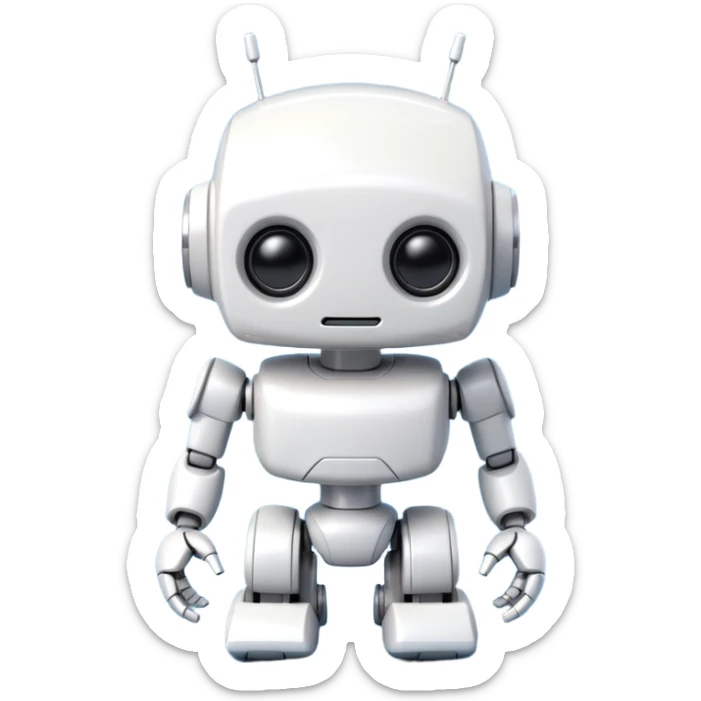 robot old cartoon simple kid toy white innocent funny gudget chatGPT adorable sticker