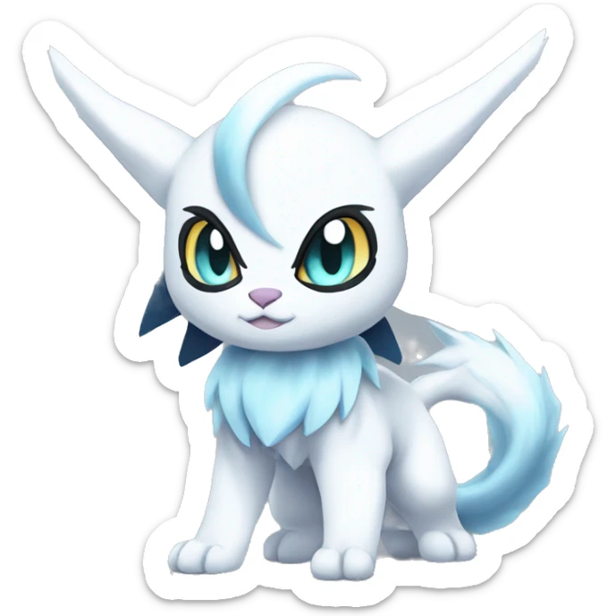 Edgy Cool Kawaii Chibi Baby Absol-Silvally-Vaporeon-Absol-Pokémon Full Body sticker